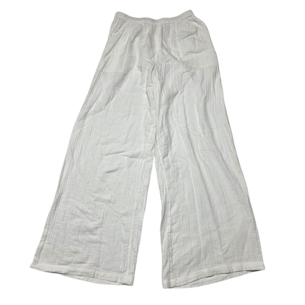 Roxy Pants Womens Medium White Cotton Gauze Wide Leg Beach Cover Up Boho